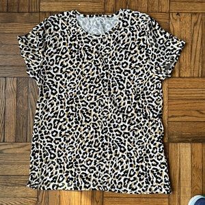 J. Crew Leopard Print Collector Tee, Size L